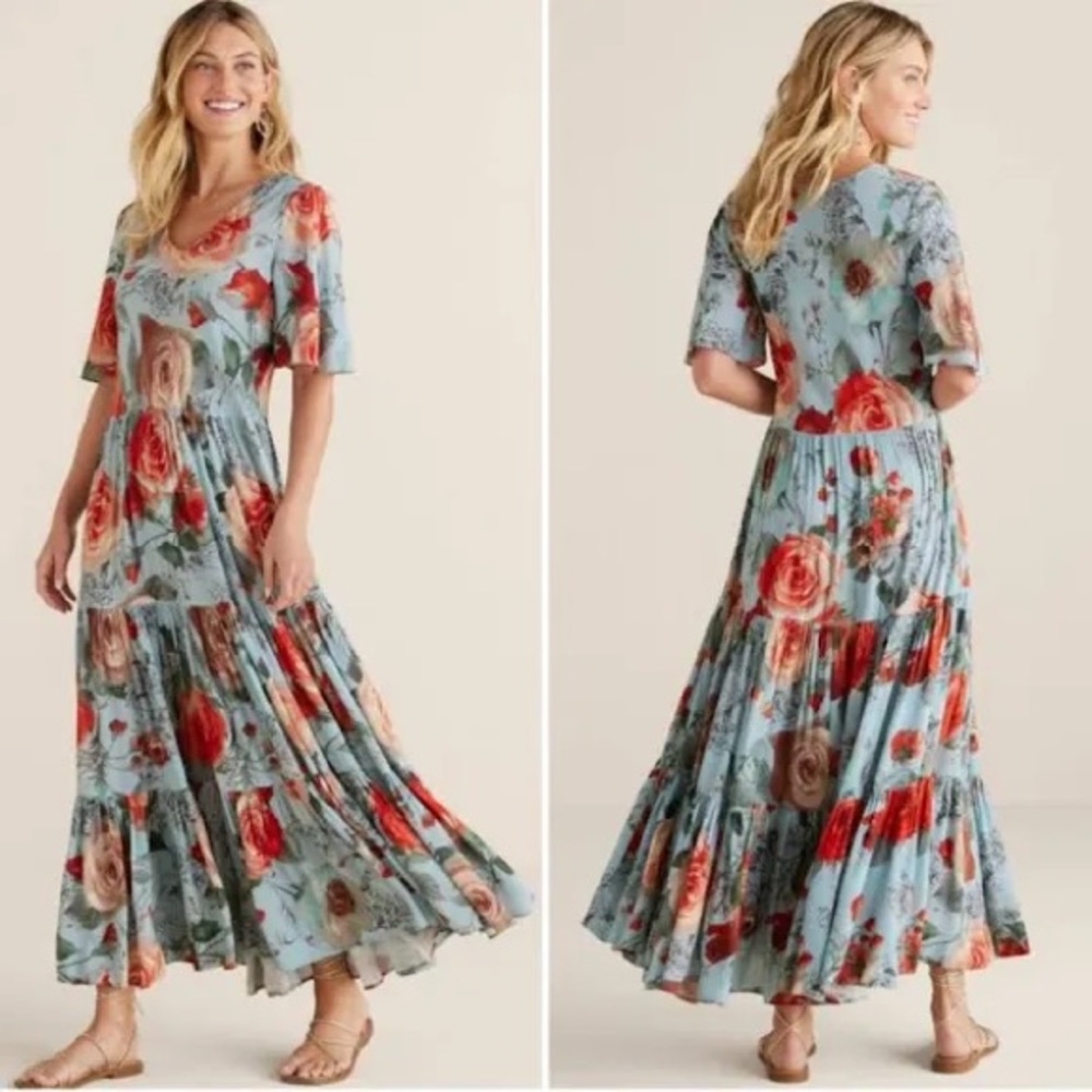 Soft Surroundings First Blooms Maxi Dress Small Porcelain Rose size small w tags